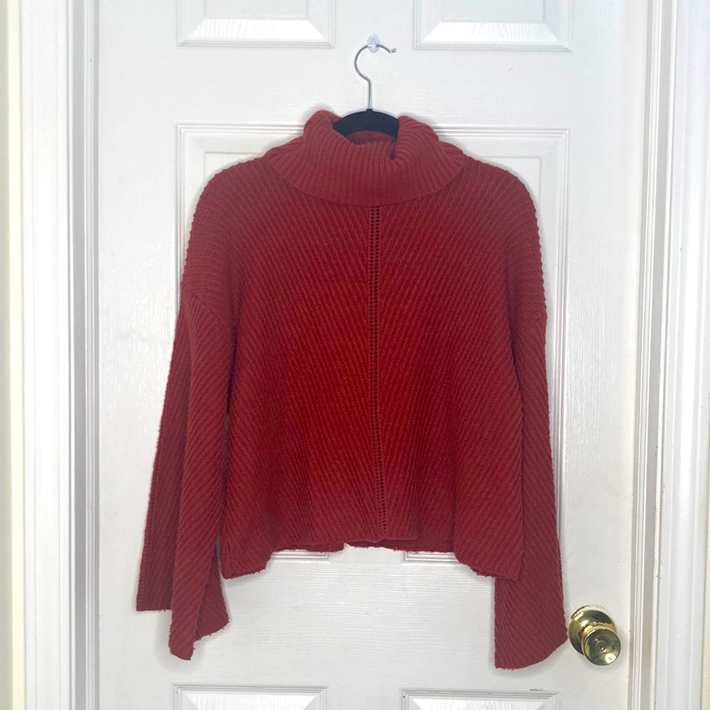 Cupcakes and Cashmere Orange Randy Cowl Neck Pullover Sweater Sz M Cotton Blend